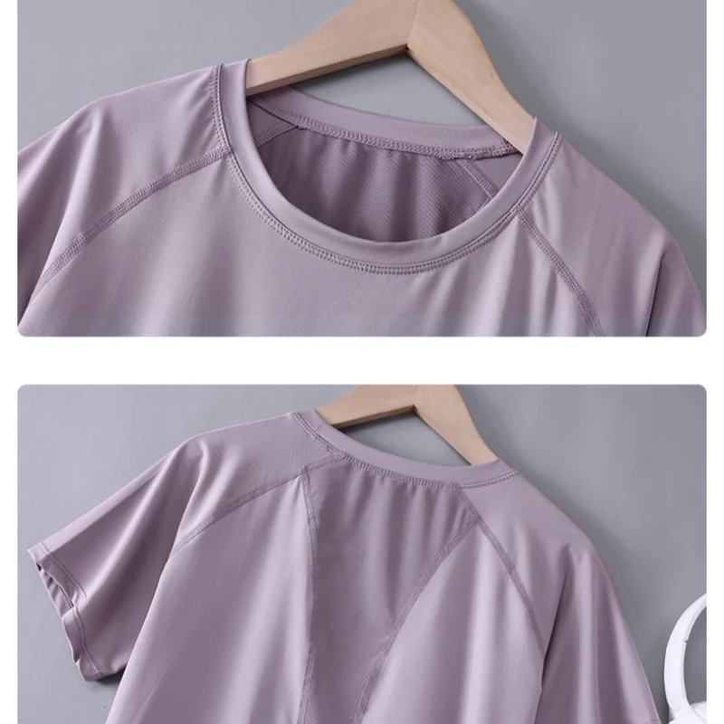 DRUR Yoga Tops Sportswear Woman Gym Shirts Breathable Quick Dry Short Sleeve Workout T Shirt Jogger Running T Shirt Yogawear New - Image 5
