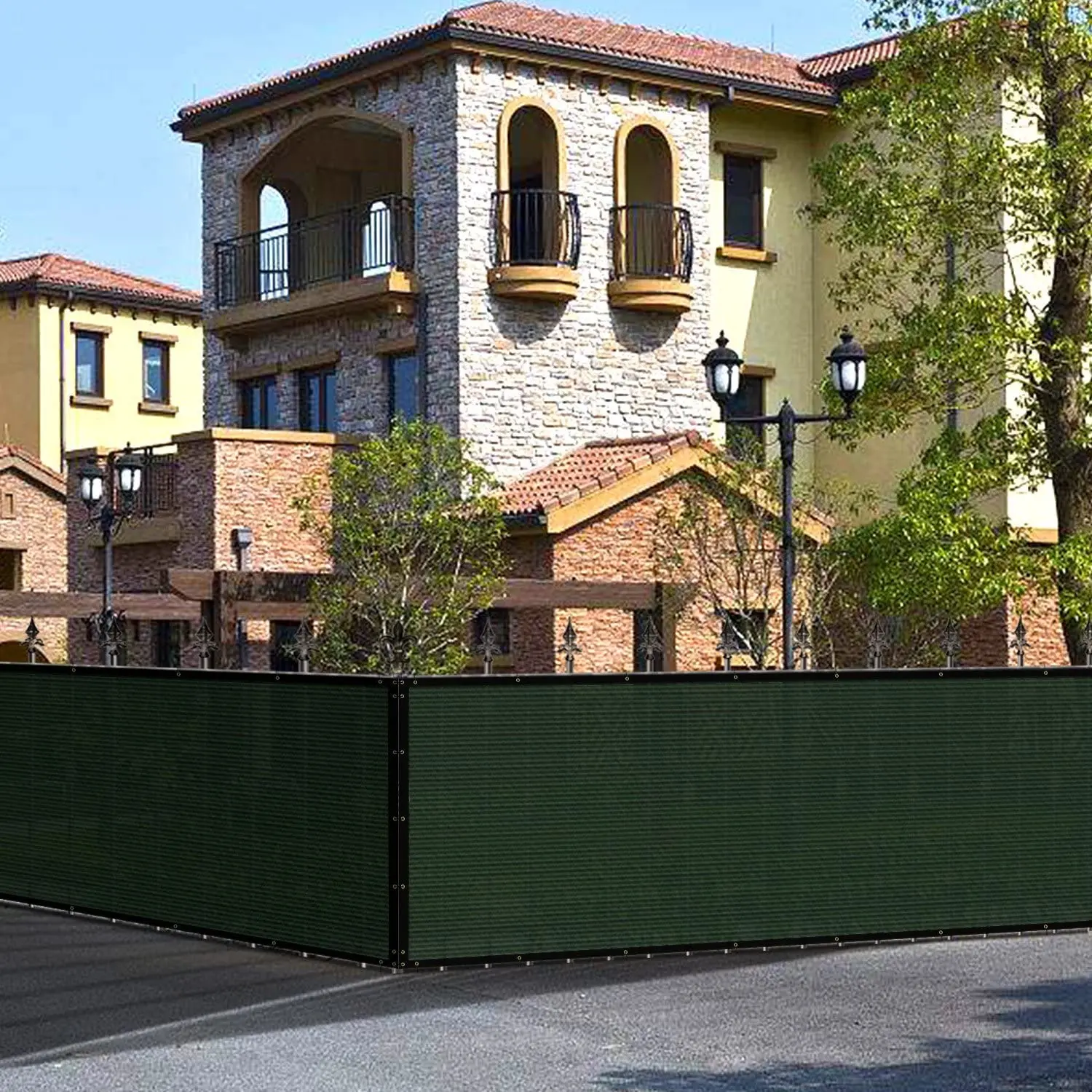 Dark Green Fence Privacy Screen Windscreen Cover Fabric Shade Tarp Netting Mesh Cloth for for Outdoor Fence Backyard, Patio - Image 6