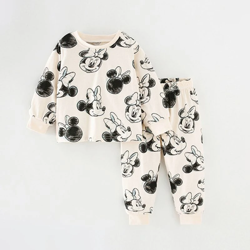 Disney Mickey Print Baby Boys Underwear Set Autumn Kids Home Clothes Suit Casual Cartoon Long Sleeve Tops + Pants Children's Pjs - Image 2