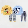 Disney Mickey Print Baby Boys Underwear Set Autumn Kids Home Clothes Suit Casual Cartoon Long Sleeve Tops + Pants Children's Pjs