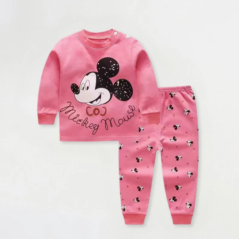 Disney Mickey Print Baby Boys Underwear Set Autumn Kids Home Clothes Suit Casual Cartoon Long Sleeve Tops + Pants Children's Pjs - Image 3