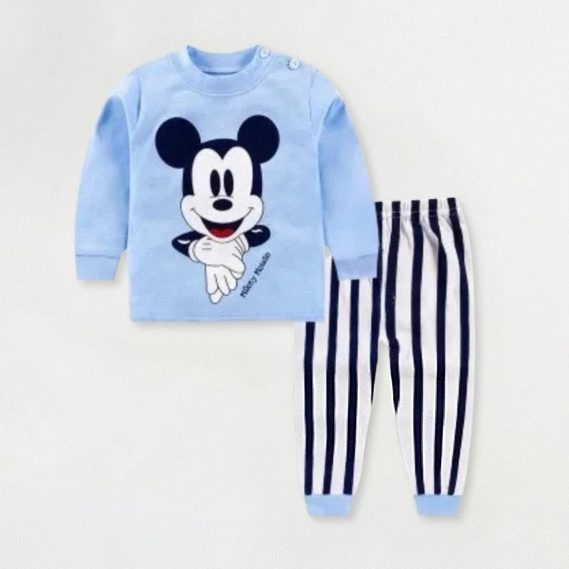Disney Mickey Print Baby Boys Underwear Set Autumn Kids Home Clothes Suit Casual Cartoon Long Sleeve Tops + Pants Children's Pjs - Image 6
