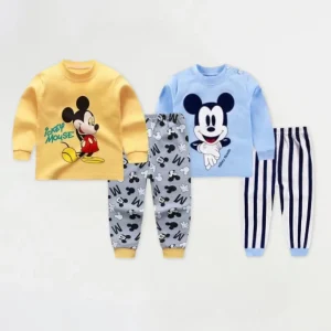 Disney Mickey Print Baby Boys Underwear Set Autumn Kids Home Clothes Suit Casual Cartoon Long Sleeve Tops + Pants Children's Pjs