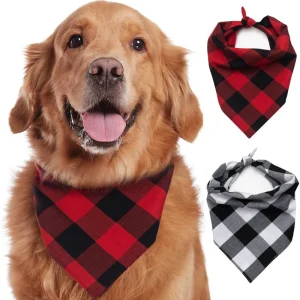 Dog Bandanas Large Pet Scarf Bandana For Dog Cotton Plaid Washable Bow Tie Collar Cat Puppy Triangular Scarf Bib Dog Accessories