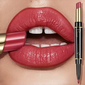 Double Ended Lip Liner and Lipstick 2 in 1, Waterproof Matte Long Lasting Smooth Lip Pen, Nude Lip Makeup for Women