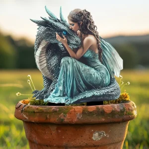 Dragon and Beautiful Fairy Garden Pile Outdoor Lawn Potted Plant Decorative Pot Ornament Beautification Props