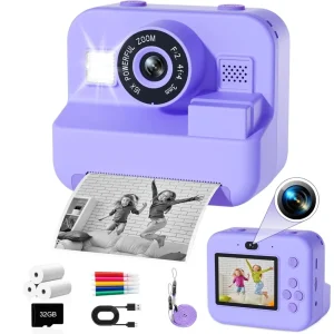 Educational Thermal Instant Print Camera With 32G Card, 1080P Children Mini Digital Video Camera for Kids Learning Development