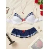 Erotic Sexy Student Uniform Bra And Panty Set Underwear Transparent Bra Exotic Sets Sexy Thong Woman Porn Lingerie Women Costume