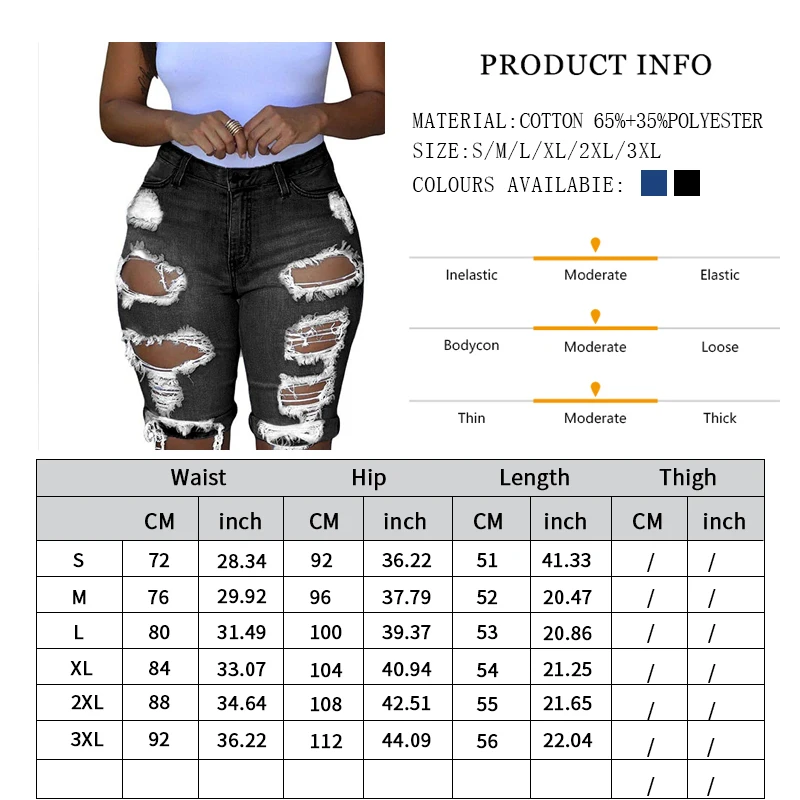 Europe and the United States style five quarter pants slim-fit button high waist lift hip ripped summer jean shorts for women - Image 6