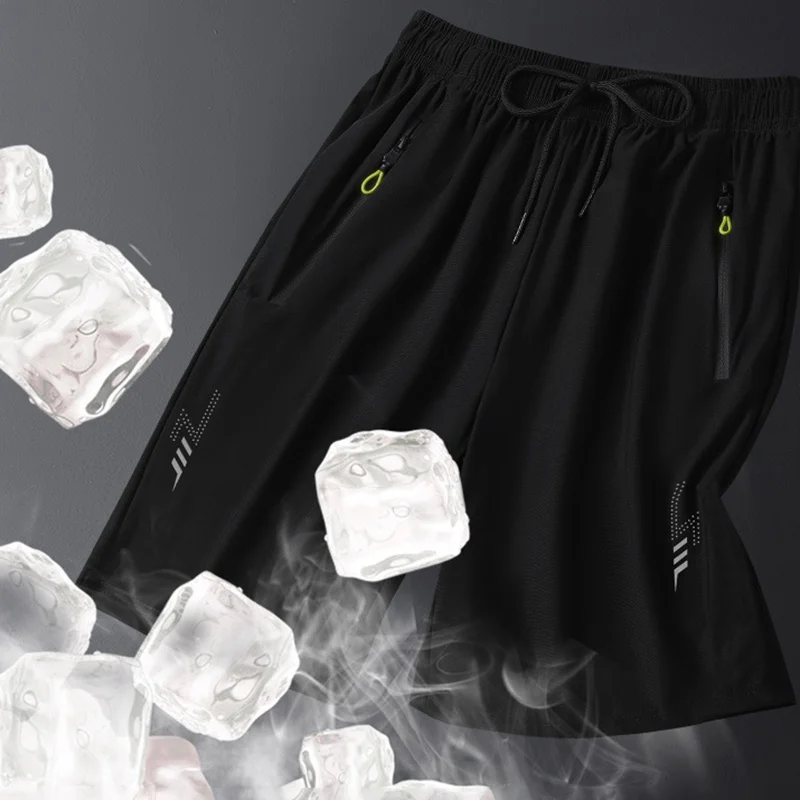 Fitness Workout Man Short Pants Summer Casual Elastic Waist Shorts Thin Cool Sportswear Breathable Quick-dry Drawstring Shorts - Image 2