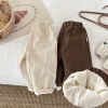 Fleece Padded Warm Winter Kids Baby Boys and Girls Pants Toddler Kids Solid Straight Plush Trousers