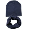 For 4 To 12 Years Old Solid Color Cotton Baby Hat Scarf Set Autumn Winter Boys Girls Beanies Cap Outdoor Warm Baby Hat Cap Set
