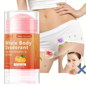 Full Body Deodorant Stick, 45g - Aluminum-Free, Long-Lasting Freshness, Mild Moisturizing with Orange Extract, Suitable for Men and Women, Portable, Suitable for Daily Use and Travel