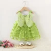 Girl Kid's Dress Summer Butterfly Pattern Solid Color Halter Puffy Baby Girl Dress Cute Gorgeous Baby Clothes Girl