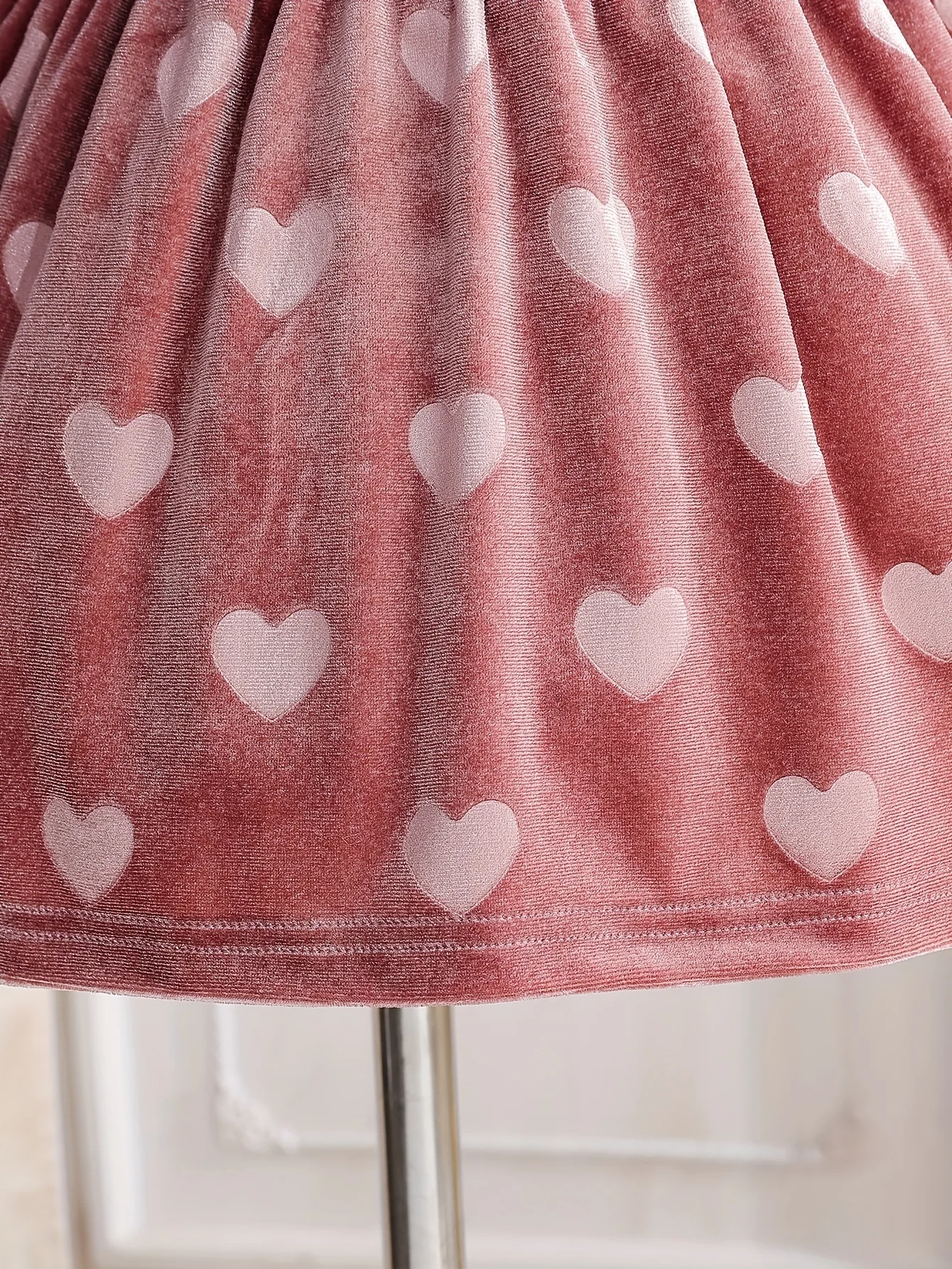 Girls Spring Autumn Flutter Sleeve Flocked Dress, Pink Heart, Daily Wear, Birthday/Valentine Gift, Girls & Baby Dress - Image 6