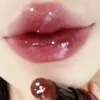 Glossy Mirror Lipstick Cherry Red Shade Moisturizing Waterproof Long Lasting Jelly Lip Gloss, Perfect for Holiday & Party Makeup