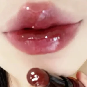 Glossy Mirror Lipstick Cherry Red Shade Moisturizing Waterproof Long Lasting Jelly Lip Gloss, Perfect for Holiday & Party Makeup
