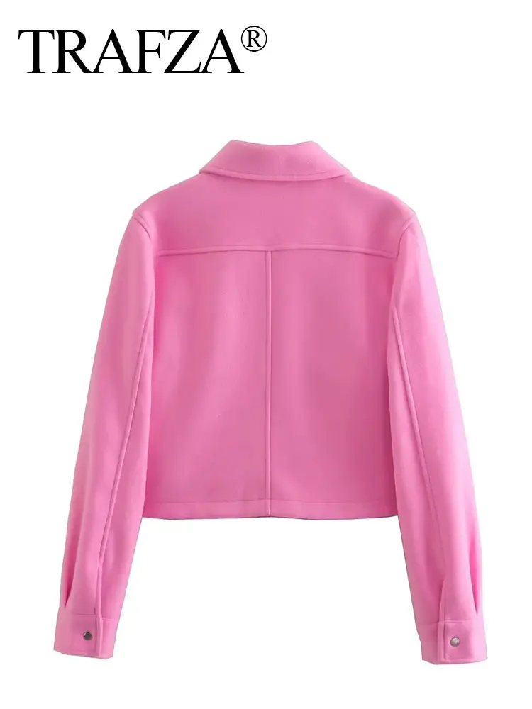HH Women's Jackets Button Down Turndown Collar Jacket With Pockets Autumn Winter Women Elegant Solid Coat Streetwear - Image 4