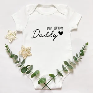 Happy Birthday Daddy Letters Print Baby Bodysuit Baby Grow for Infant Toddler Boys Girl 100% Cotton Romper Jumpsuit