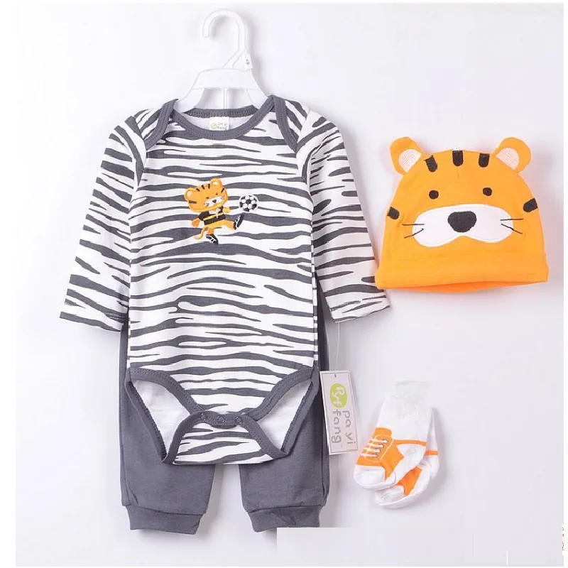 Hooyi Baby boy Clothes Suits newborn 4-pieces Set baby clothing girl Bodysuit pant t-shirt sock bib 5pcs sets bebes jumpsuits - Image 2