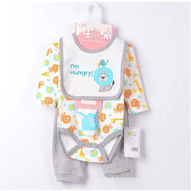 Hooyi Baby boy Clothes Suits newborn 4-pieces Set baby clothing girl Bodysuit pant t-shirt sock bib 5pcs sets bebes jumpsuits - Image 6