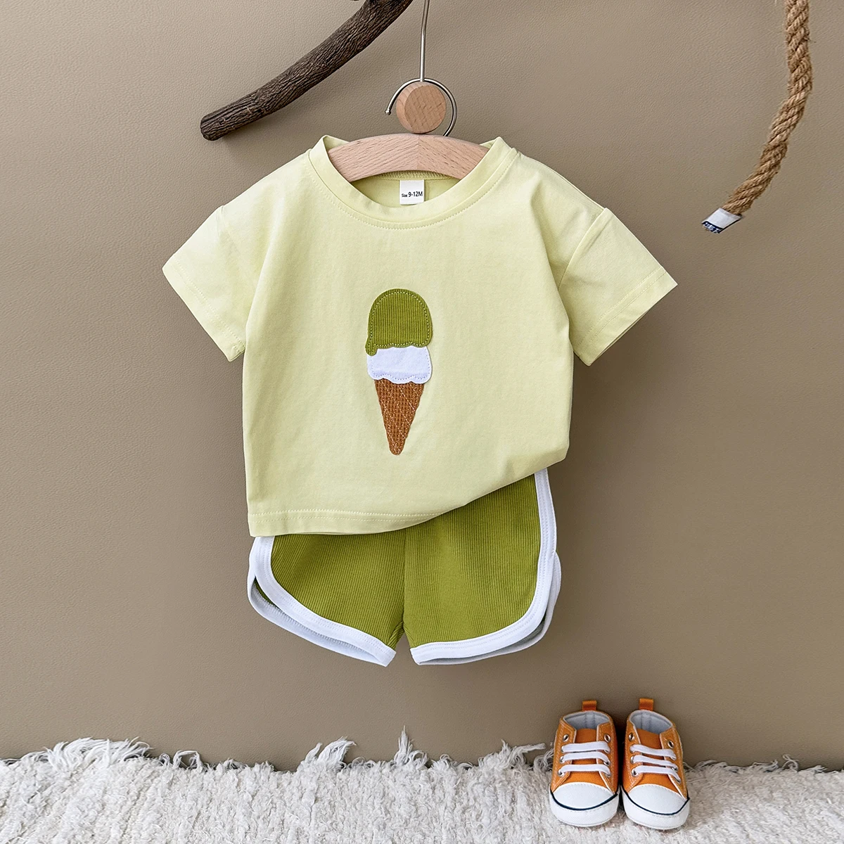 Hot Sale 2Pcs/set Baby Clothes Ice cream Patchwork T-Shirts+Loose Shorts Boys Girls Infant Sets Toddler Summer Kids Clothes - Image 6