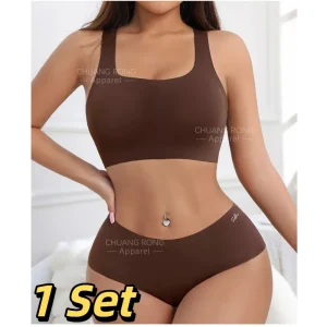 Hot Sale Women Wireless Bra Custom Bra And Shorts Sets Senza Cuciture Removeable Padded Seamless Women Bra And Panties Set