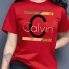 Hot Sale Women's Summer Fashion Casual Calvin Letter Pattern Print Loose Round Neck Short Sleeve Sportswear T-shirt y2k clothes