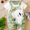 IURNXB Infant Koala Animal Print Romper for Boy Girl Newborn Baby Faux Two-Piece Bodysuit Short Sleeves Casual Play Wear 1-18M