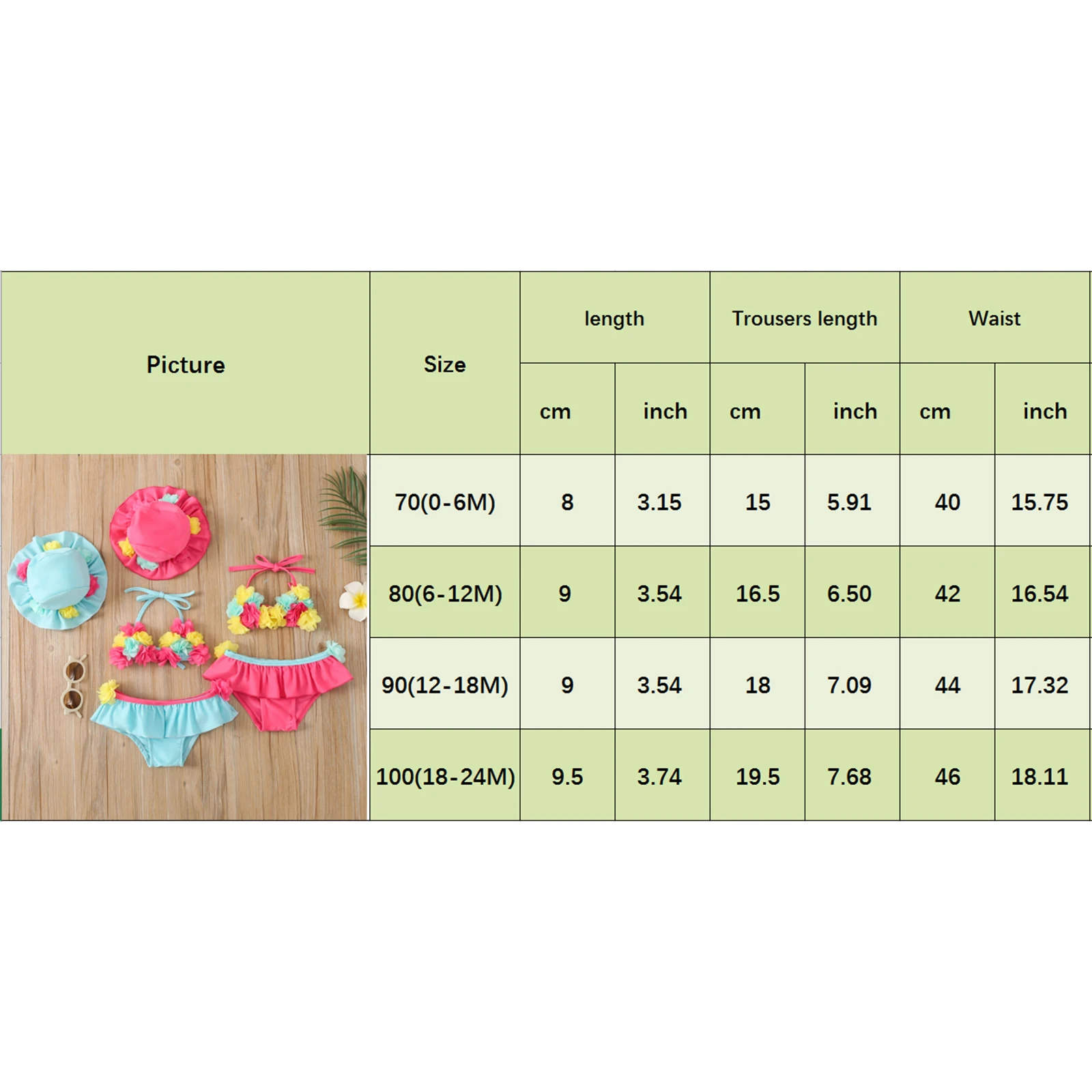 Infant Baby Girl Beach Swimsuit Flower Halter Neck Tops + Ruffle Shorts + Swim Caps 3pcs Bikini Set Summer Swimwear Bathing Suit - Image 6