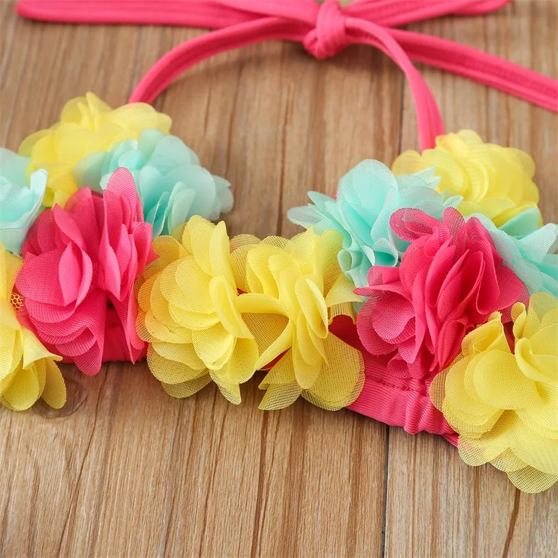 Infant Baby Girl Beach Swimsuit Flower Halter Neck Tops + Ruffle Shorts + Swim Caps 3pcs Bikini Set Summer Swimwear Bathing Suit - Image 4