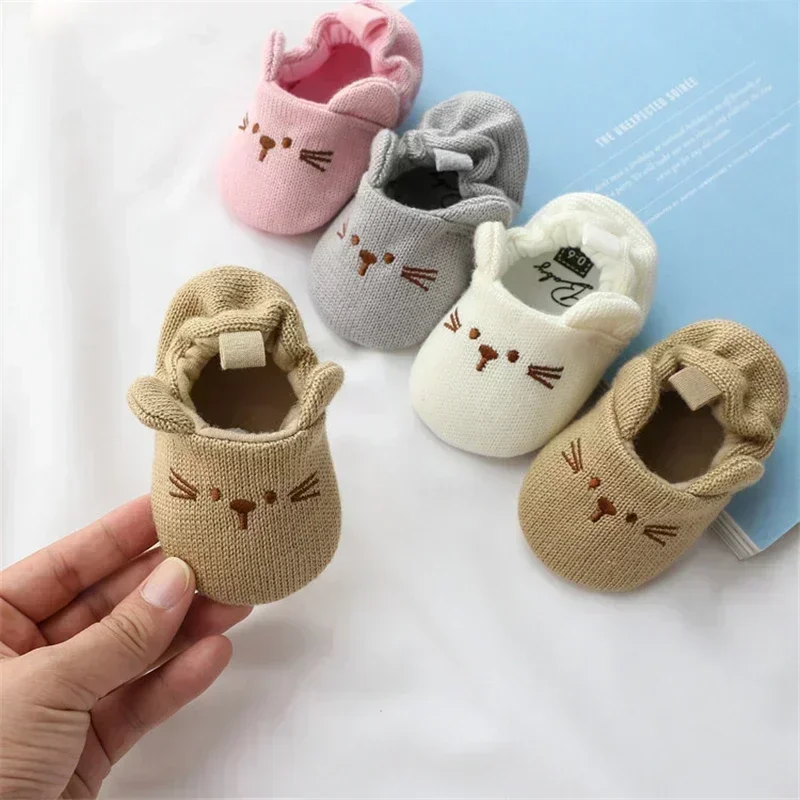 Infant Toddler Slippers Baby Boys Girls Knited Crib Shoes Cute Cartoon Mouse Panda Anti-slip Prewalker Baby Slippers - Image 2
