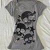 Japanese Y2k Women's Tees 2000s Hottie Clothes Tops Star Skull Graphic Print T Shirts Goth Emo Punk Aesthetics Chic T-shirt