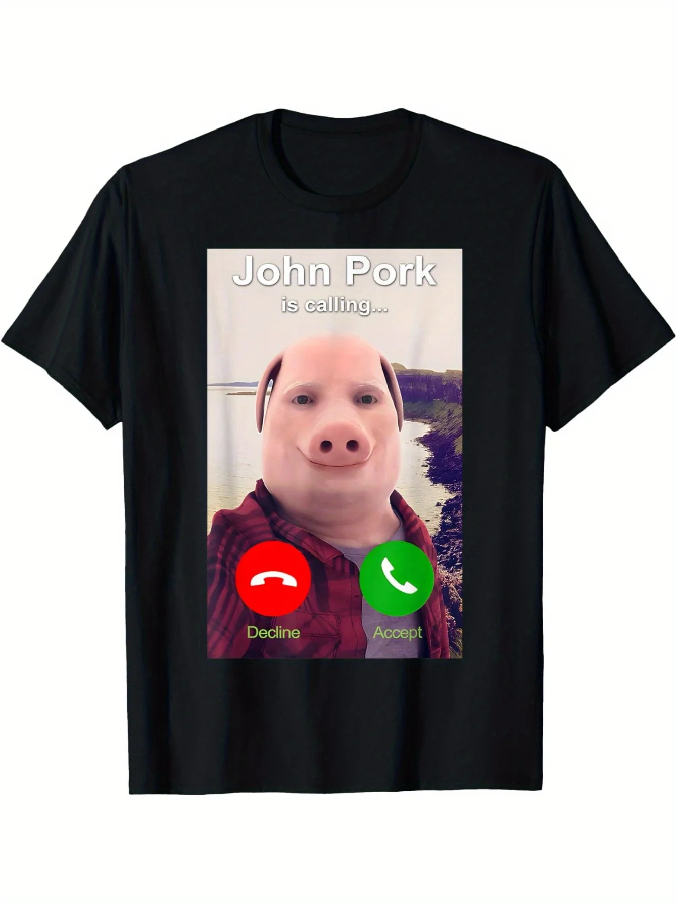 John Pork Is Calling Shirt Funny John Pork Meme Men Women T-Shirt Fashion Harajuku Kawaii T-shirt Women's Y2K Clothing