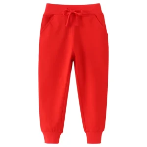 Jumping Meters New Arrival Red Children's Sweatpants Drawstring Autumn Spring Boys Girls Trousers Pants Baby Clothes