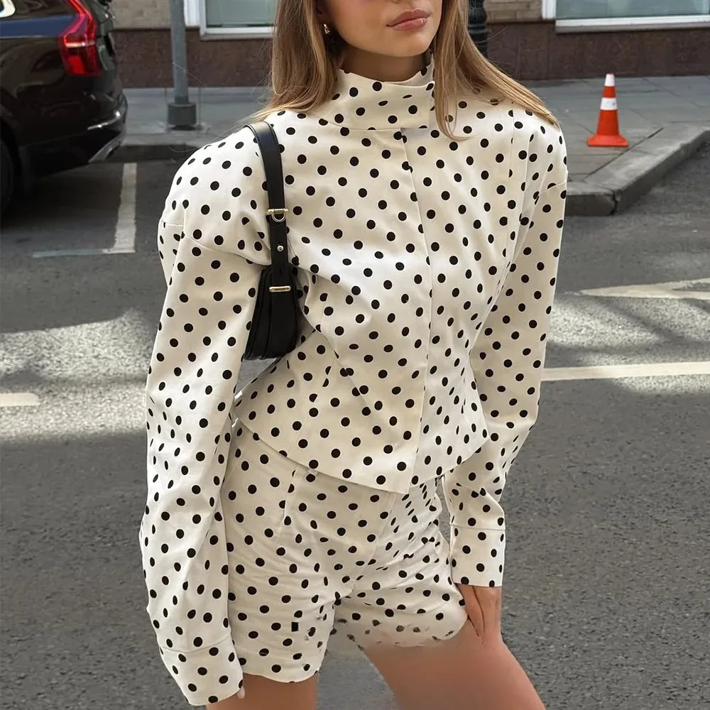 KONDALA Casual Dot Print Bomber Jackets Long Sleeve Zipper Pockets Women Outwears Fashion 2026 Spring Streetwear Y2K Girl Jacket - Image 3