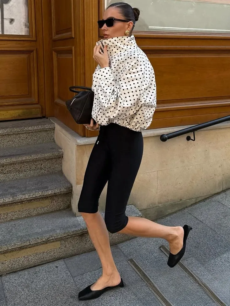 KONDALA Casual Dot Print Bomber Jackets Long Sleeve Zipper Pockets Women Outwears Fashion 2026 Spring Streetwear Y2K Girl Jacket - Image 4