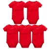 Kavkas 3/5/7 Pcs a set Short Sleeve Newborn Cotton Bodysuit 0-24 Months 100% Cotton Solid Red Design Infant Clothes