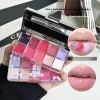 KekeMood 10-Color Crystal Lip Jelly Palette - Moisturize Mirror Solid Lip Gloss Lasting Water Light Pigment Lipstick Blusher Gel