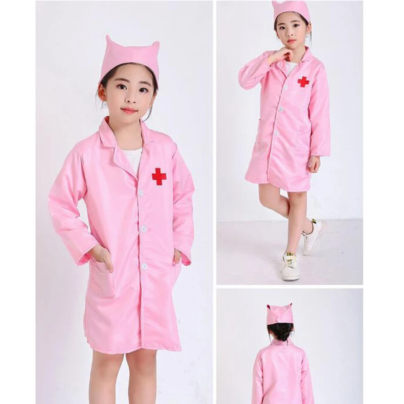 Kids Doctor Nurse Cosplay Coat Girls Boys Doctor Role Play Soft White Pink Coat for Children Stage Performance Cosplay - Image 6