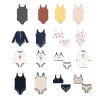 Kids Girls Swimwear Sets 2026 New Summer Cute Print Baby Boys One Piece Swimming Suits Children Holiday Bikini Clothes