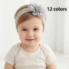 Kids Headbands with Rose Buds Soft Stretchy Nylon Set for Babies New