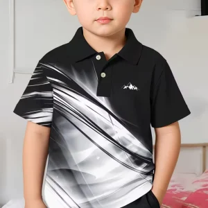 Kids Polo Shirts Striped Print Short Sleeve Polo Shirt for Boys Ummer Outdoor Casual Round Neck Fashion Boys Children's Clothing