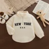 Kids Spring Autumn Hoodie Tops Korean Style Letter Zipper Pullover Long Sleeve Tops Baby Girl Clothes for Casual Outdoor