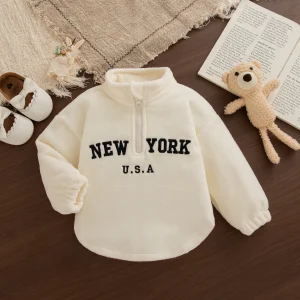 Kids Spring Autumn Hoodie Tops Korean Style Letter Zipper Pullover Long Sleeve Tops Baby Girl Clothes for Casual Outdoor
