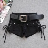 Korean Low Rise Denim Shorts 2024 - Riveted Lace Up Bodycon Black Hot Pants Vintage Cheeky Booty Summer TikTok Y2K Outfit