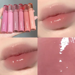 Korean Mirror Water Gloss Lip Gloss - Long-Lasting Waterproof Moisturizing Non-Sticky Lightweight High-Pigment Jelly Lip Glaze