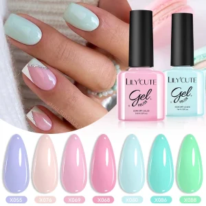 LILYCUTE 7ML Macaron Color Series Nail Gel Polish Candy Colors Semi Permanent UV LED Gel Design Manicure Nail Art Varnish