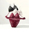 Lace Bra And Panties Set Women Push-Up Bralette Low-Rise Briefs Padded Lingerie Set Female Wireless Underwear Sexy Intimates