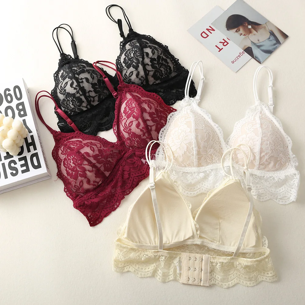 Lace Bra And Panties Set Women Push-Up Bralette Low-Rise Briefs Padded Lingerie Set Female Wireless Underwear Sexy Intimates - Image 6